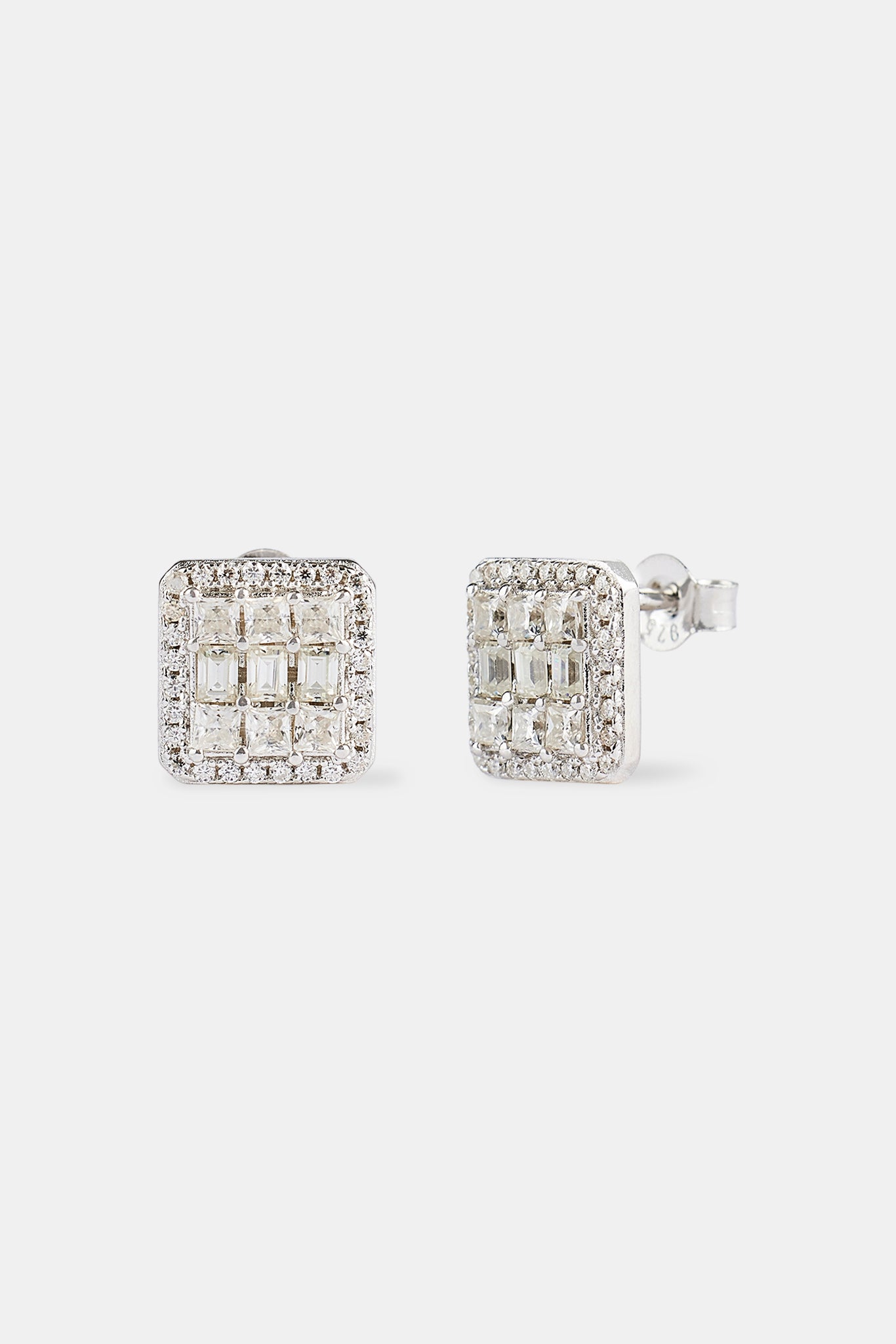 Moissanite Square Baguette Stud Earrings - 10mm