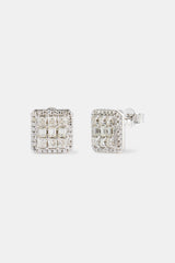 Moissanite Square Baguette Stud Earrings - 10mm
