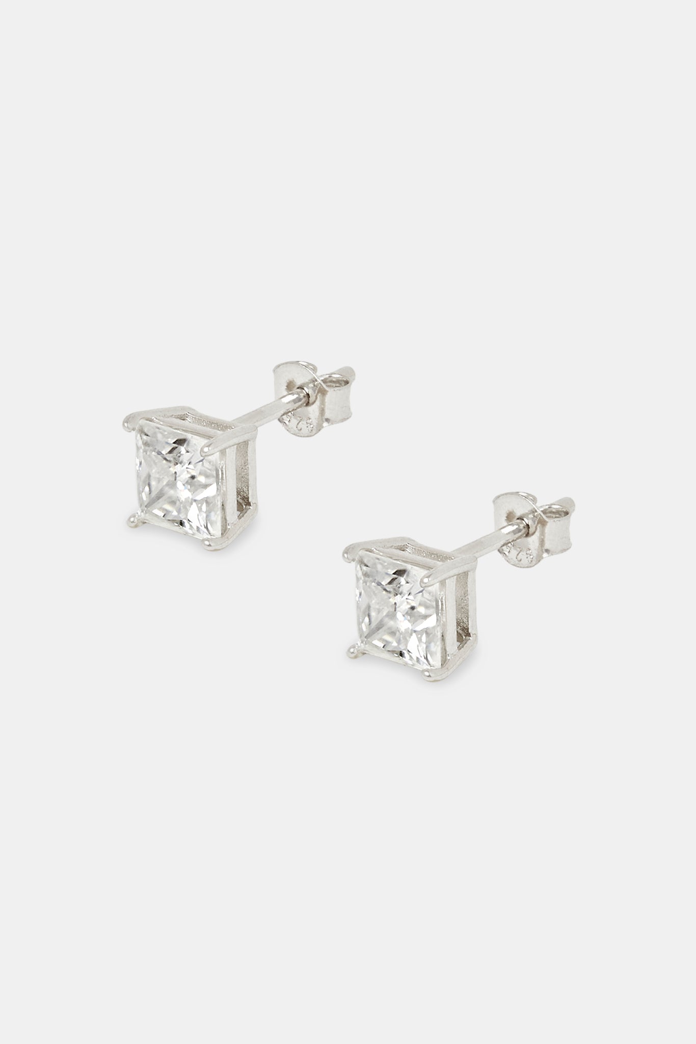925 Sterling Silver 2.00CTTW Asscher Cut Stud Earrings 6MM For Men