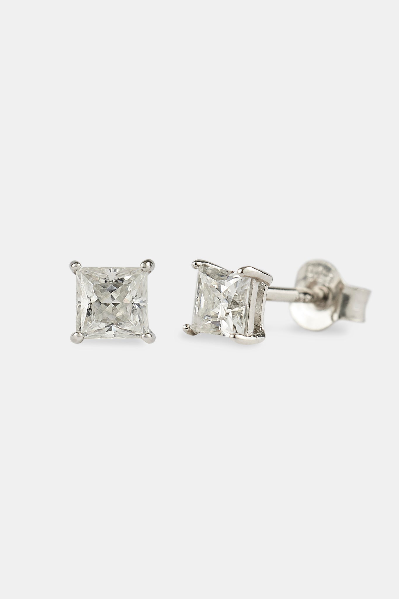 Moissanite Square Cut Stud Earrings - 4mm