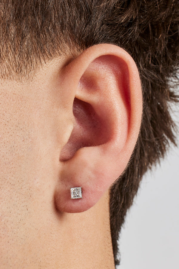 Moissanite Square Cut Stud Earrings - 4mm