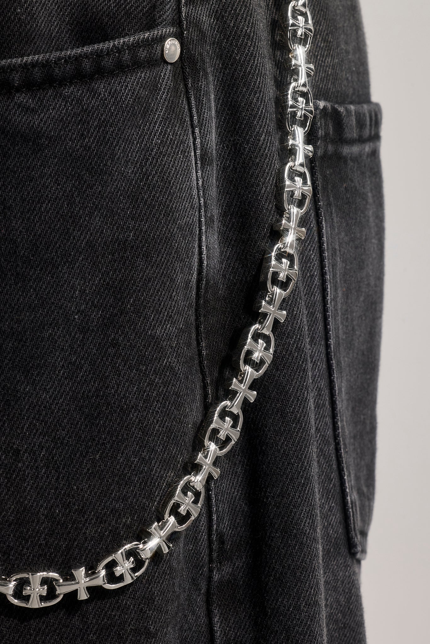 Polished Multi Cross Polished Jean Chain - 10mm - White