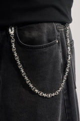 Denim Bermuda Jorts & 10mm Polished Multi Cross Polished Jean Chain - Washed Black