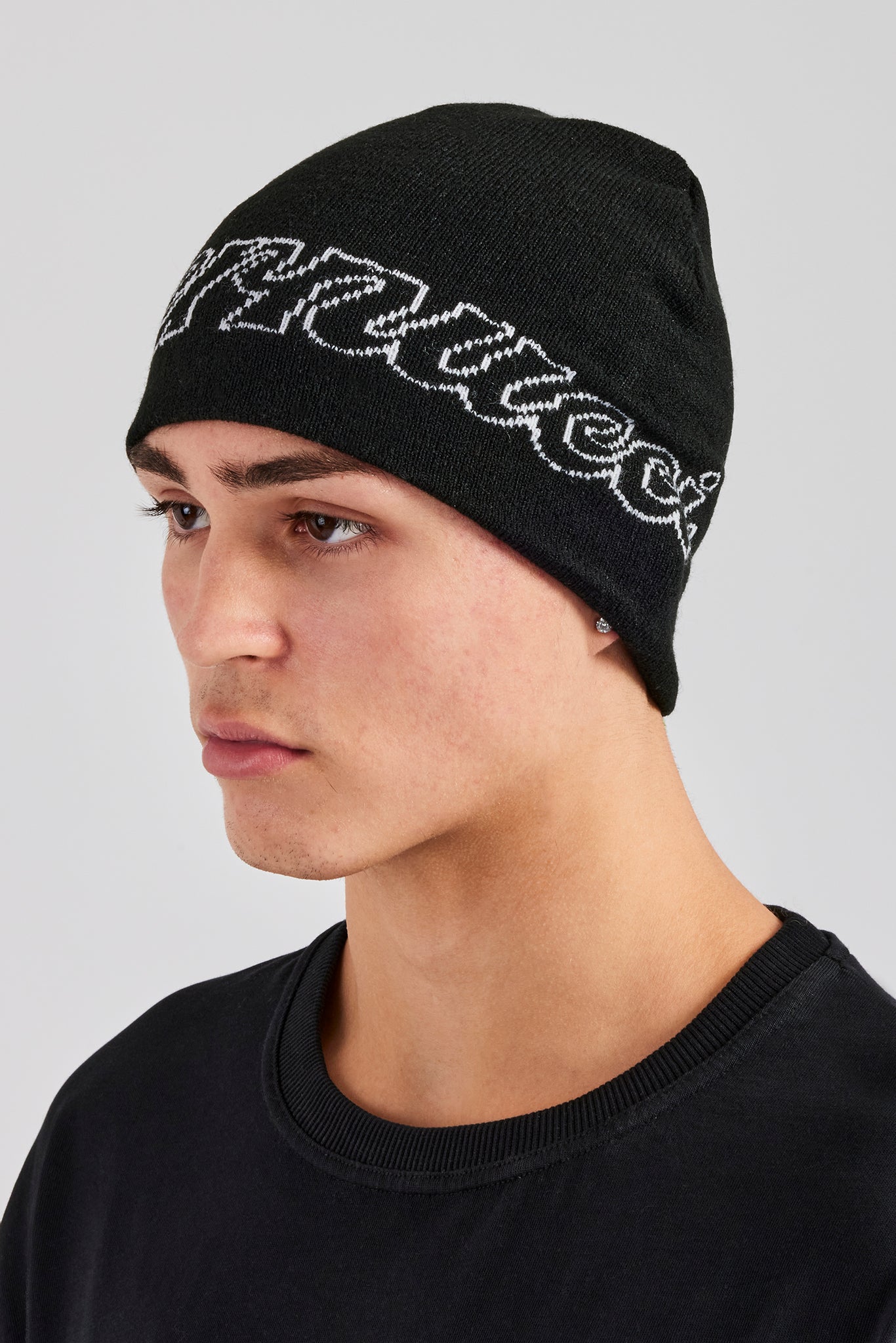 Cernucci Intarsia Beanie Hat - Black | Mens Accessories | Shop