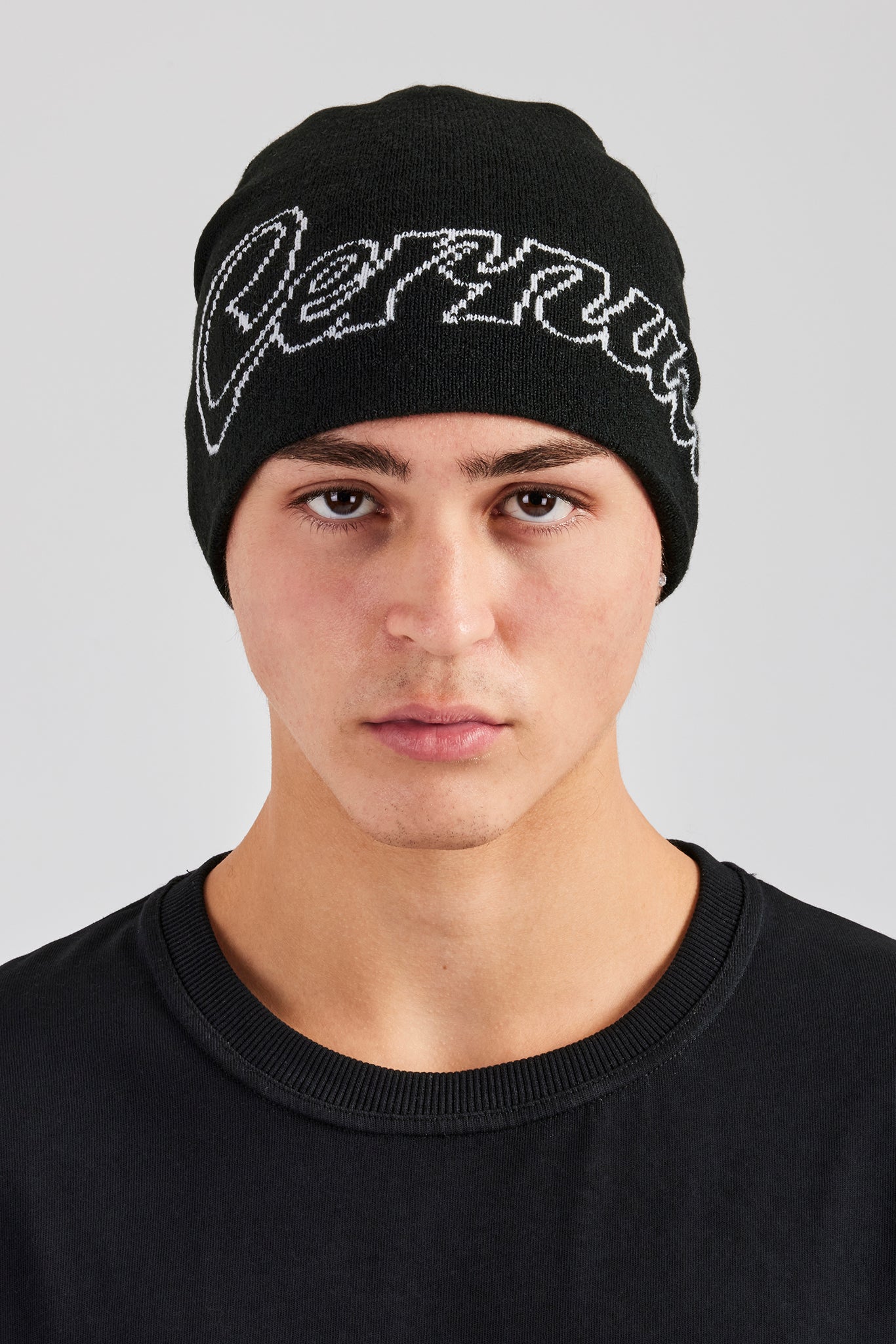 Cernucci Intarsia Beanie Hat - Black | Mens Accessories | Shop