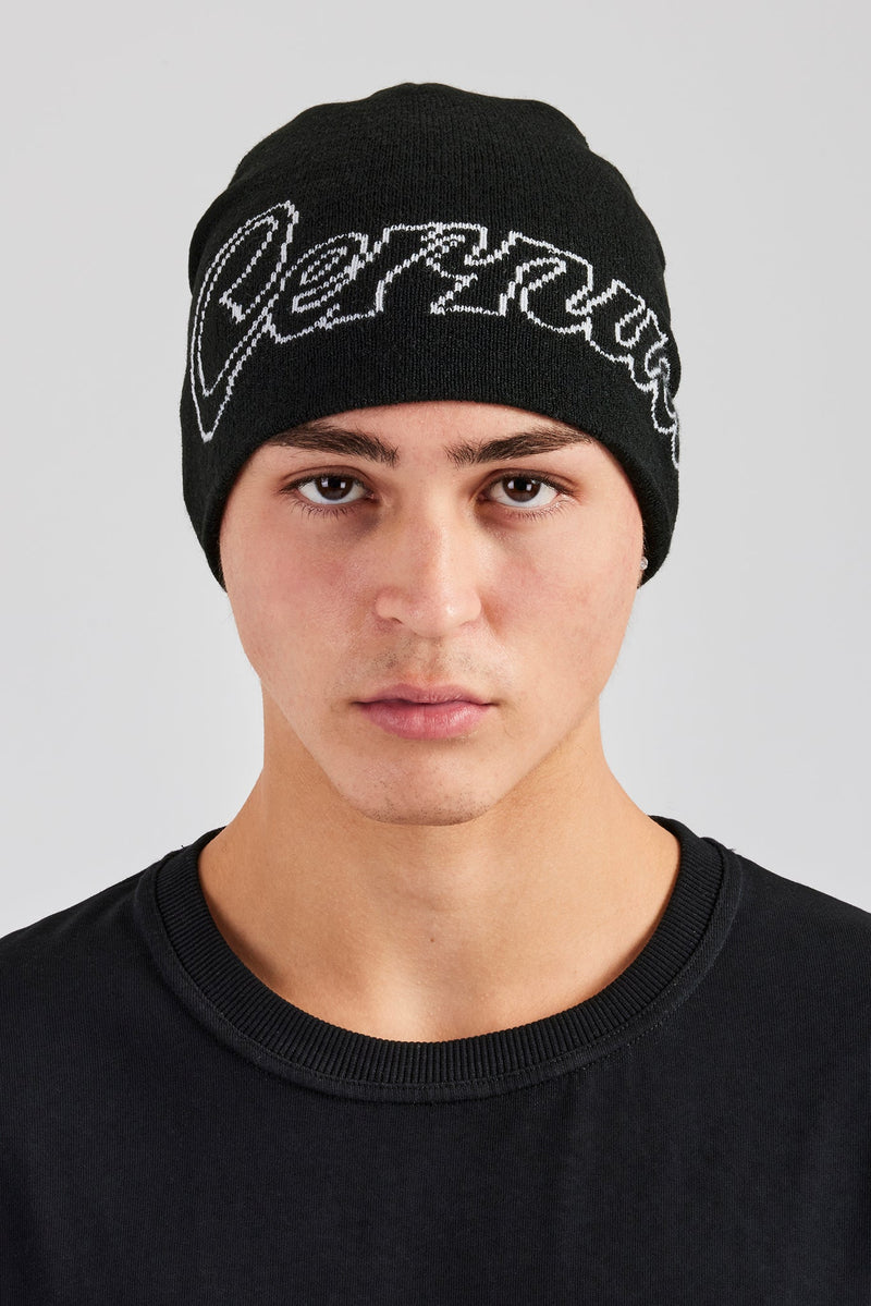 Cernucci Intarsia Beanie Hat - Black