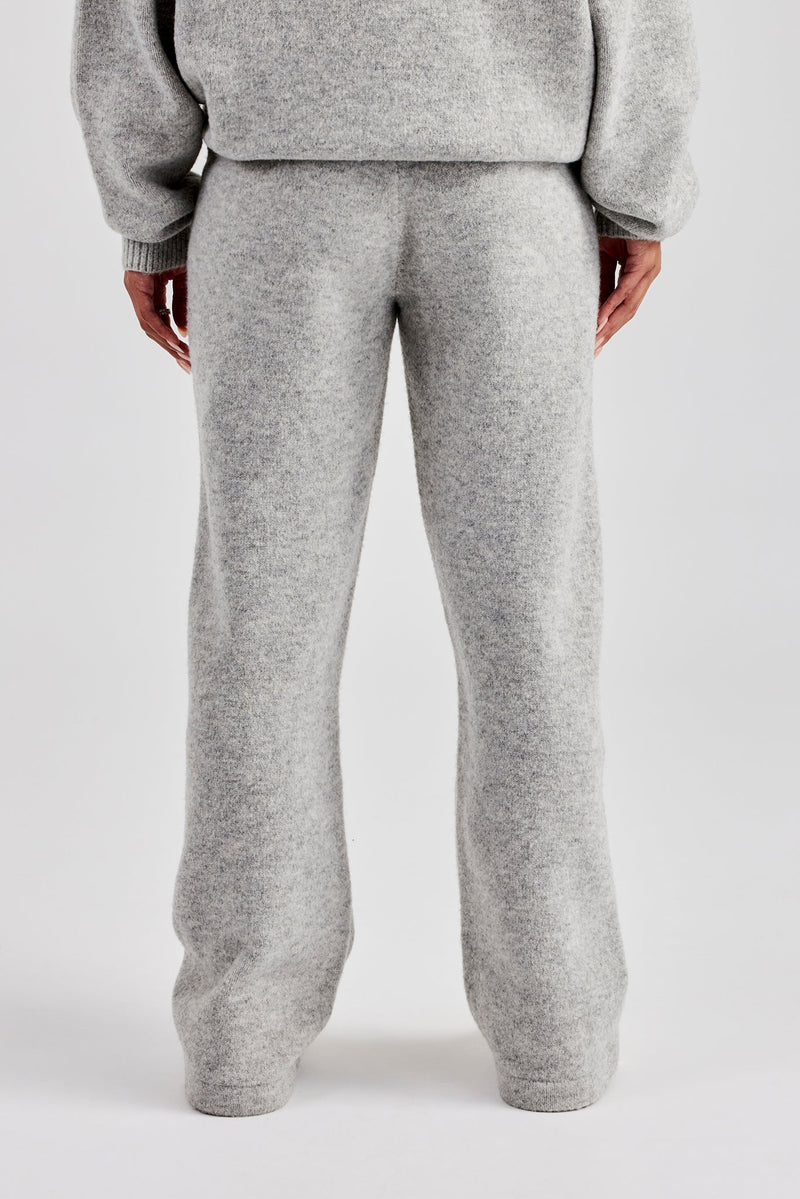 Knitted Wide Leg Jogger - Light Grey