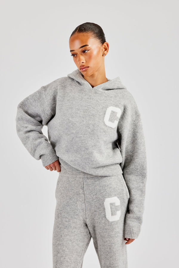 Knitted C Hoodie - Light Grey