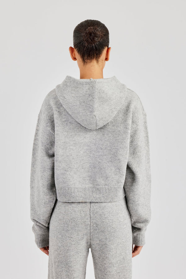 Knitted C Hoodie - Light Grey