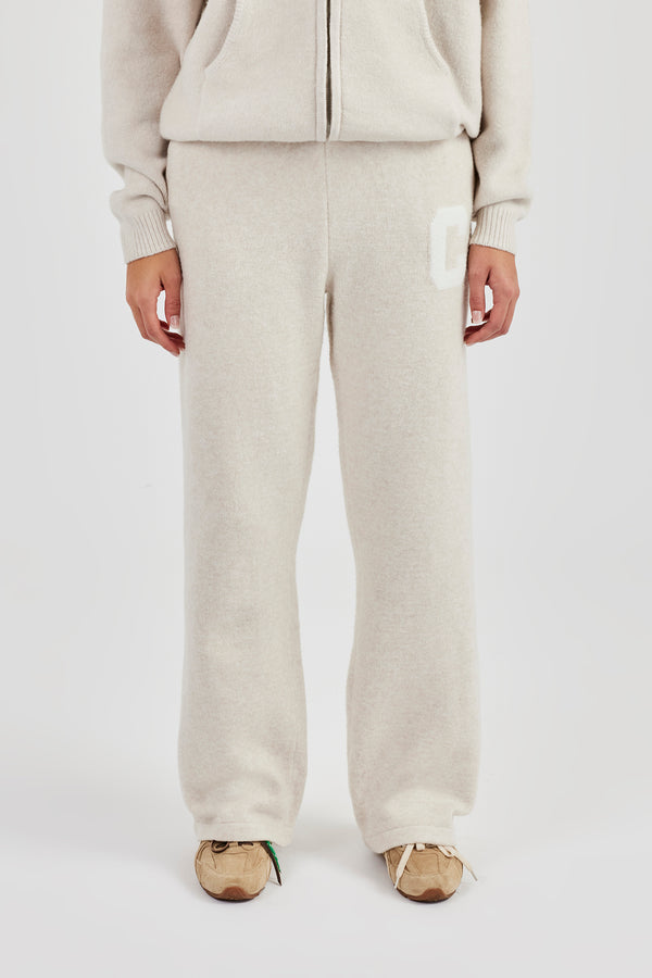 Wide Leg Knitted Jogger - Oatmeal