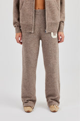 Wide Leg Knitted Jogger - Taupe