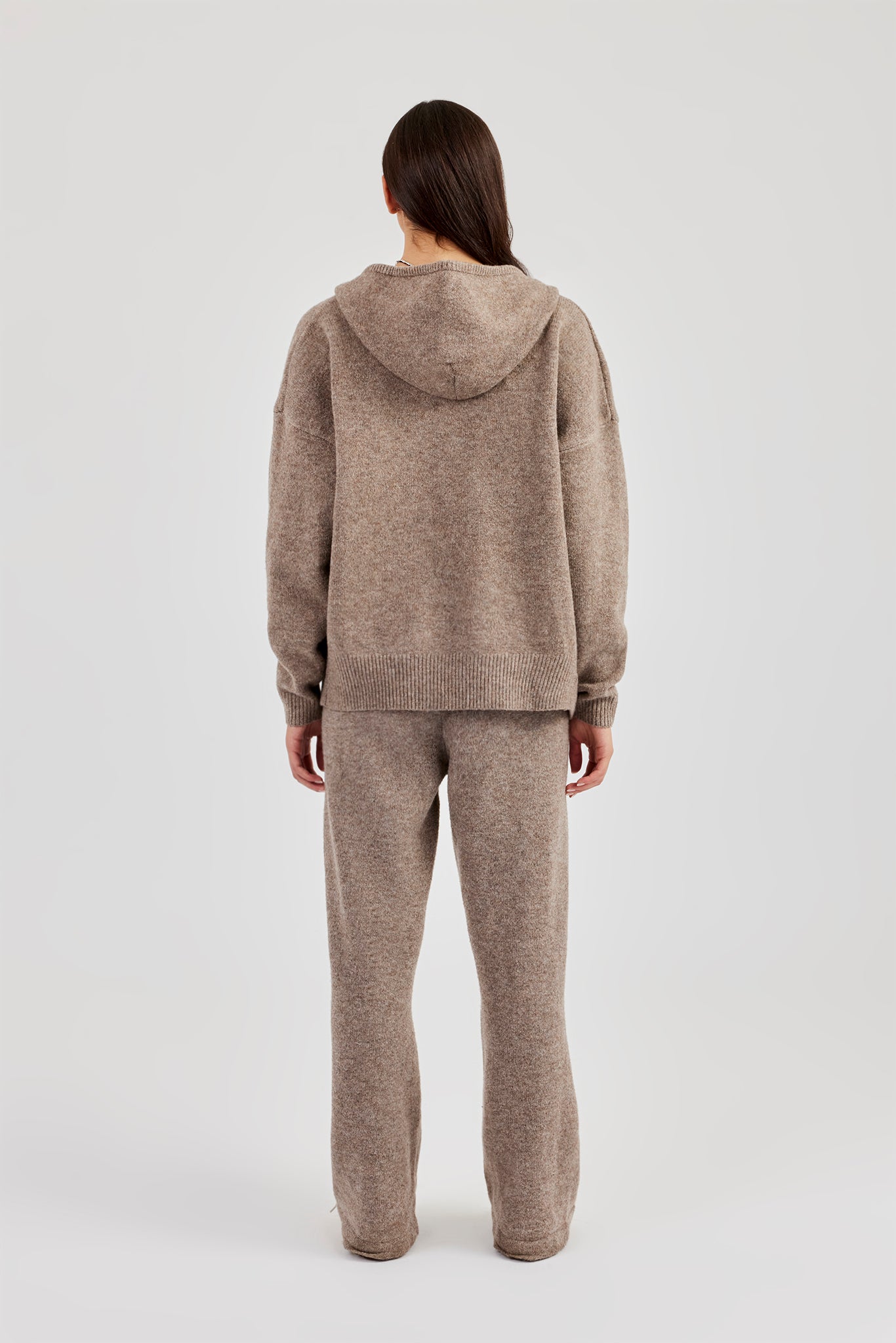 Hooded Zip Through Knitted Jumper & Wide Leg Jogger | Womens Sets