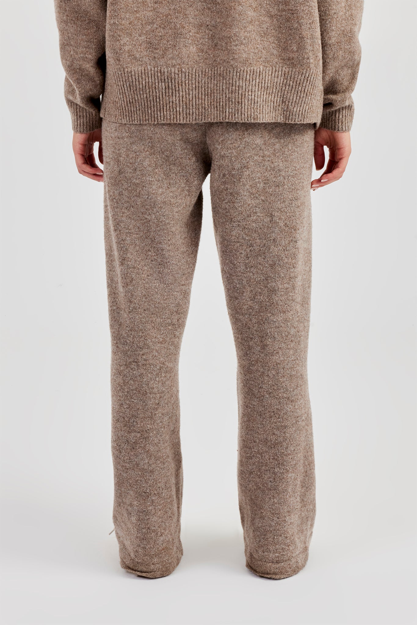 Wide Leg Knitted Jogger - Taupe