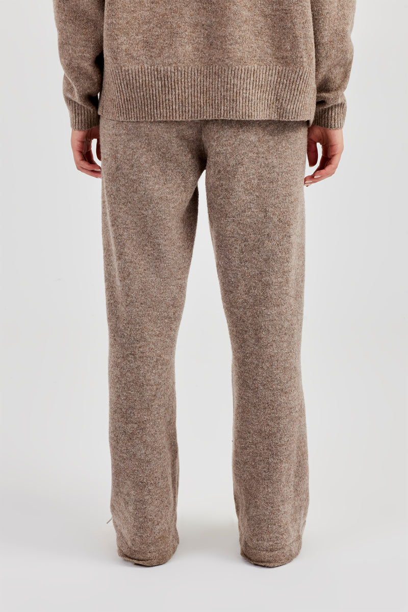 Wide Leg Knitted Jogger - Taupe