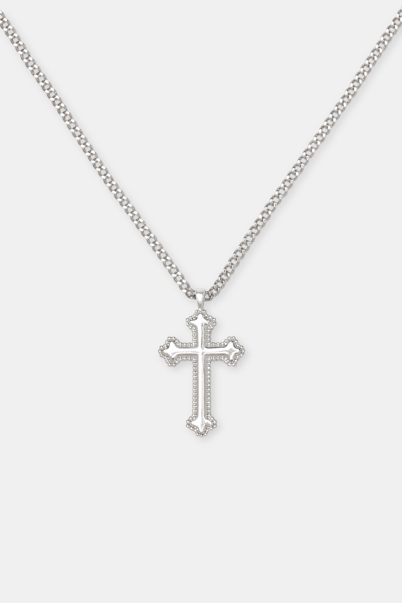 Polished Cross Necklace - White - 25mm