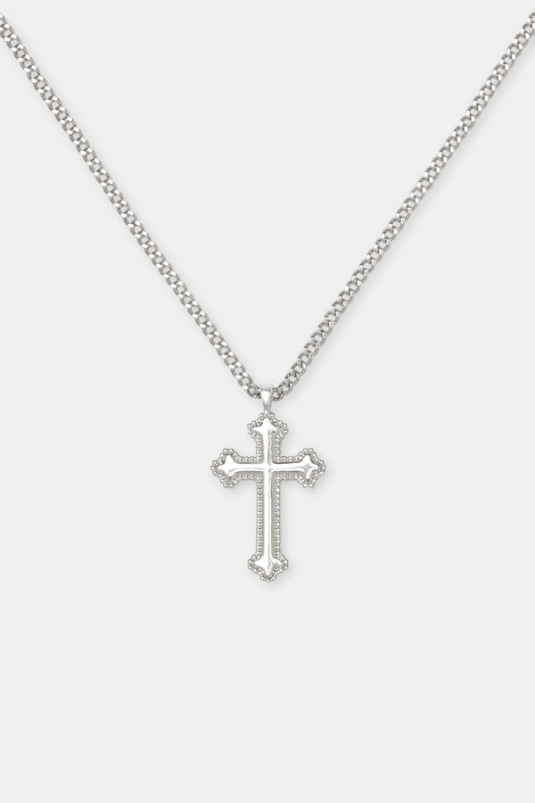 Polished Cross Necklace - White