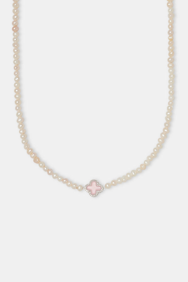 Pink Motif Freshwater Pearl Necklace - 4mm