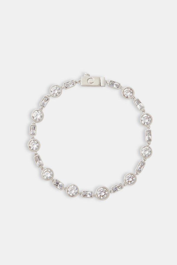 Iced Round & Rectangle Mix Tennis Bracelet - 6mm