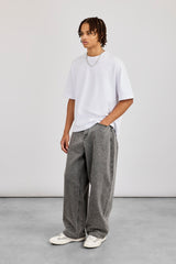 Rhinestone Super Baggy Jean - Washed Grey