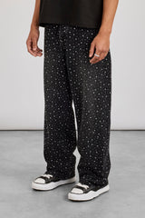 Baggy Fit Rhinestone Jean - Black