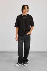Baggy Fit Rhinestone Jean - Black
