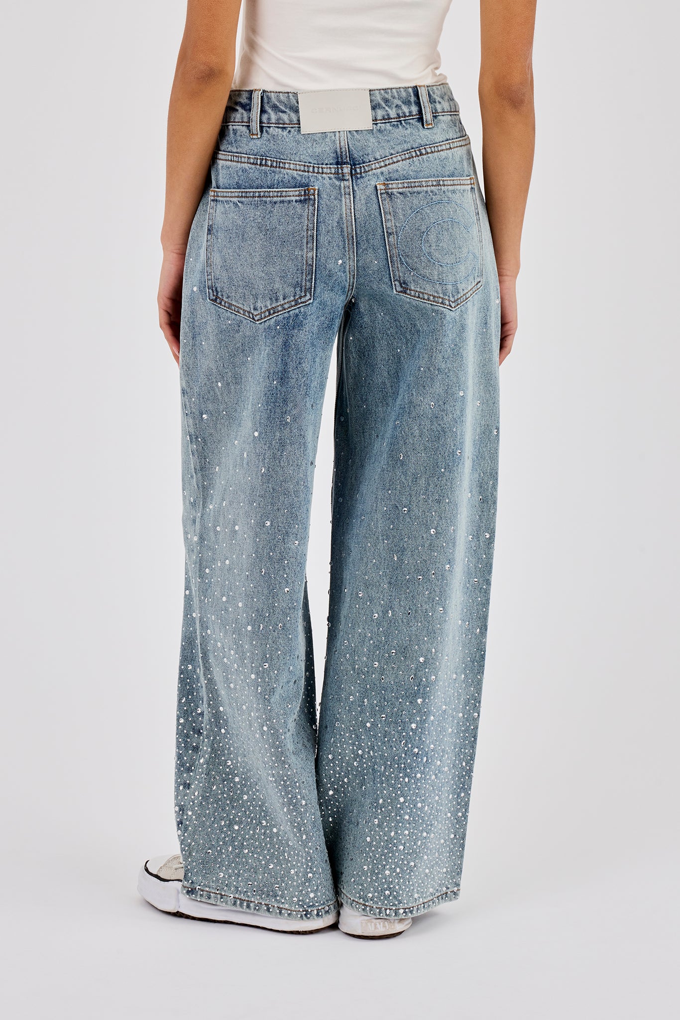 Rhinestone Detail Baggy Jean - Antique Wash