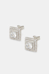 Square Centre Double Edge Stud Earrings - 10mm