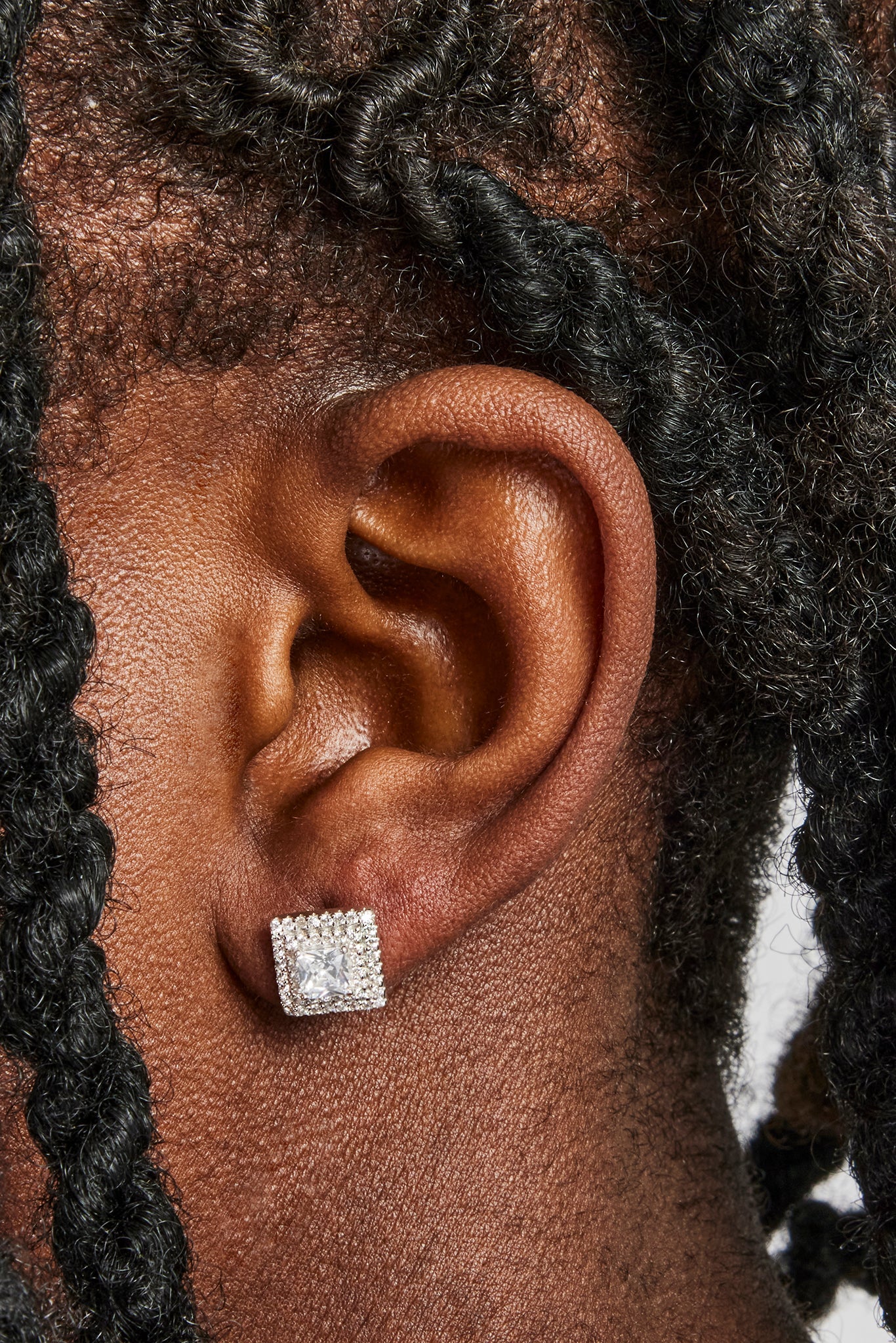 Square Centre Double Edge Stud Earrings - 10mm