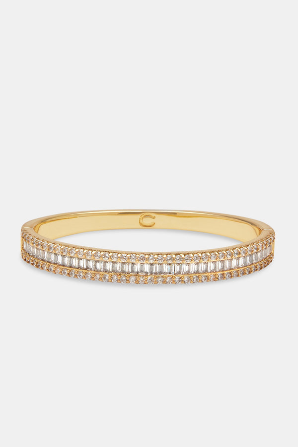 Baguette Tennis Bangle - Gold 8mm