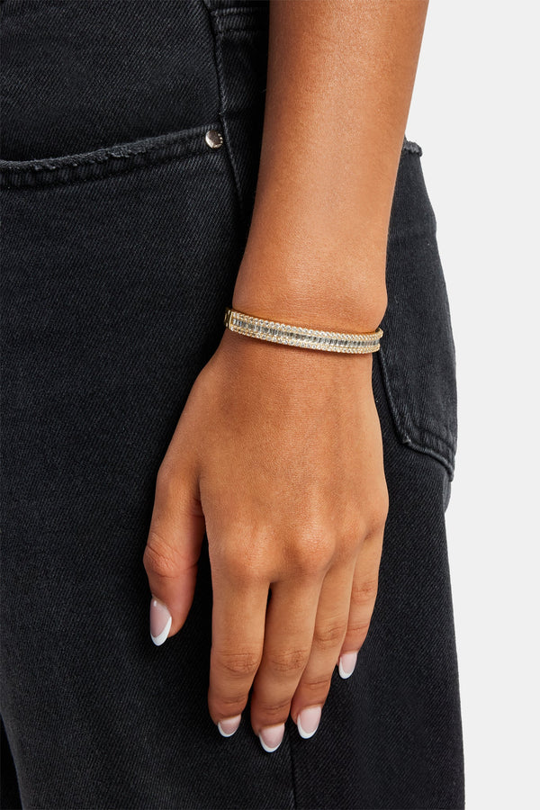 Baguette Tennis Bangle - Gold 8mm