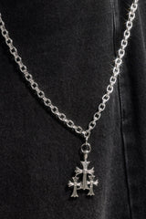 Polished Drop Triple Cross Jean Chain - 40mm - White
