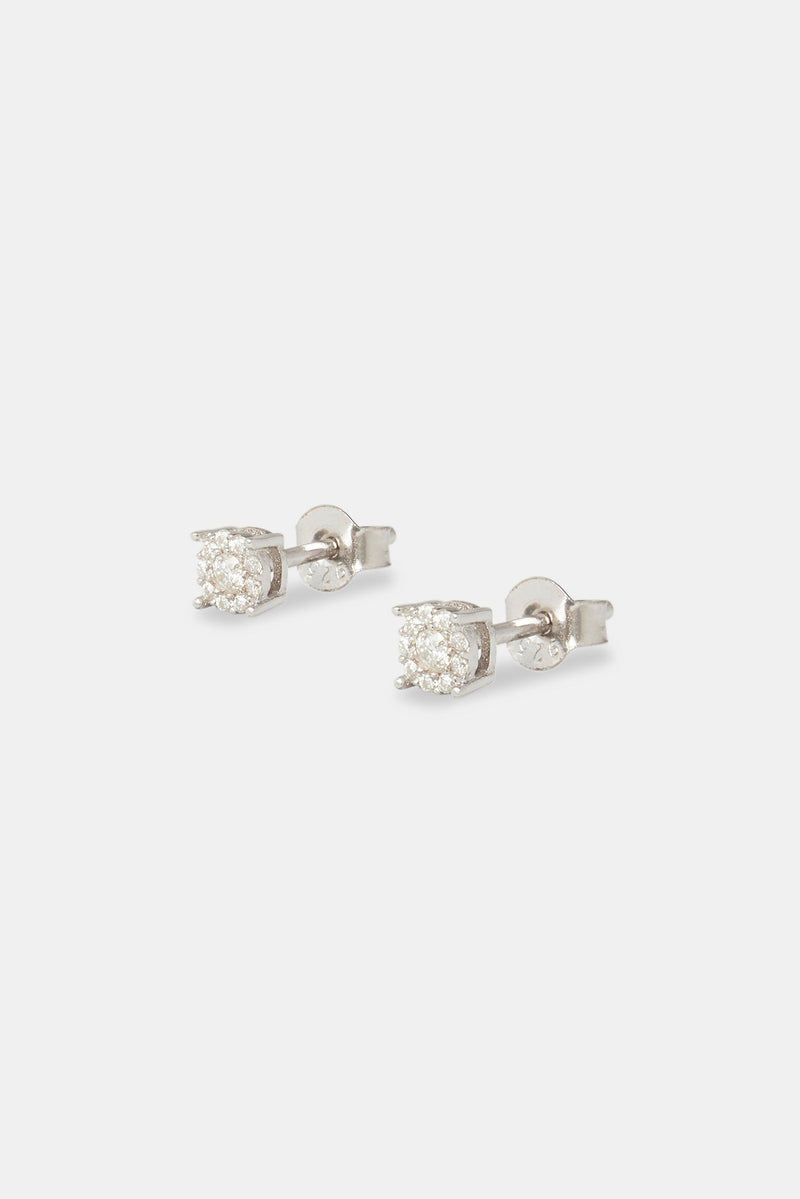 Womens Moissanite Cluster Stud Earrings - 4.5mm