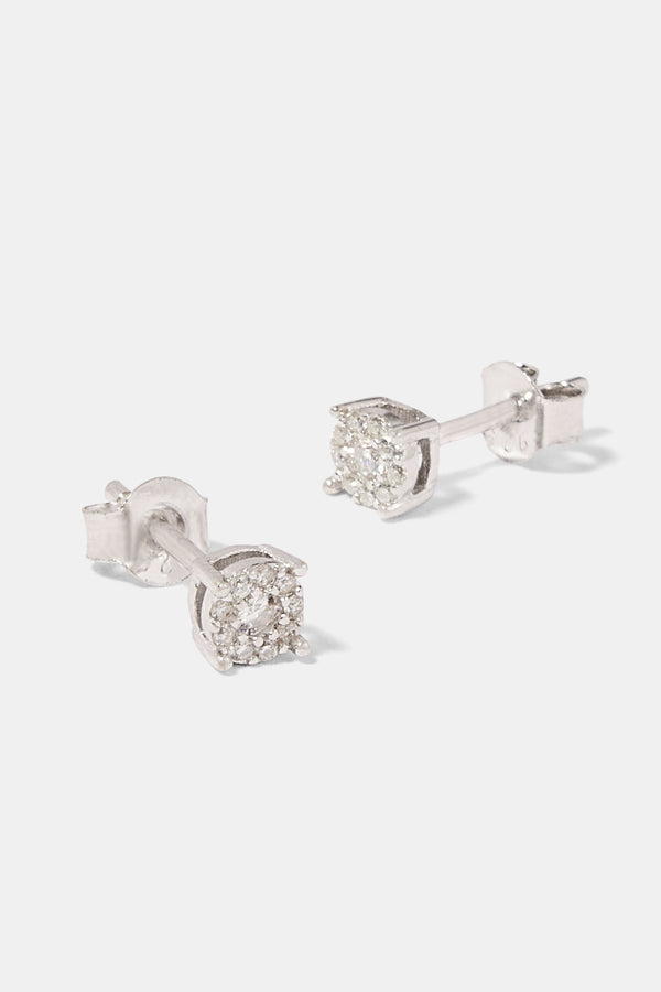 Womens Moissanite Cluster Stud Earrings - 4.5mm