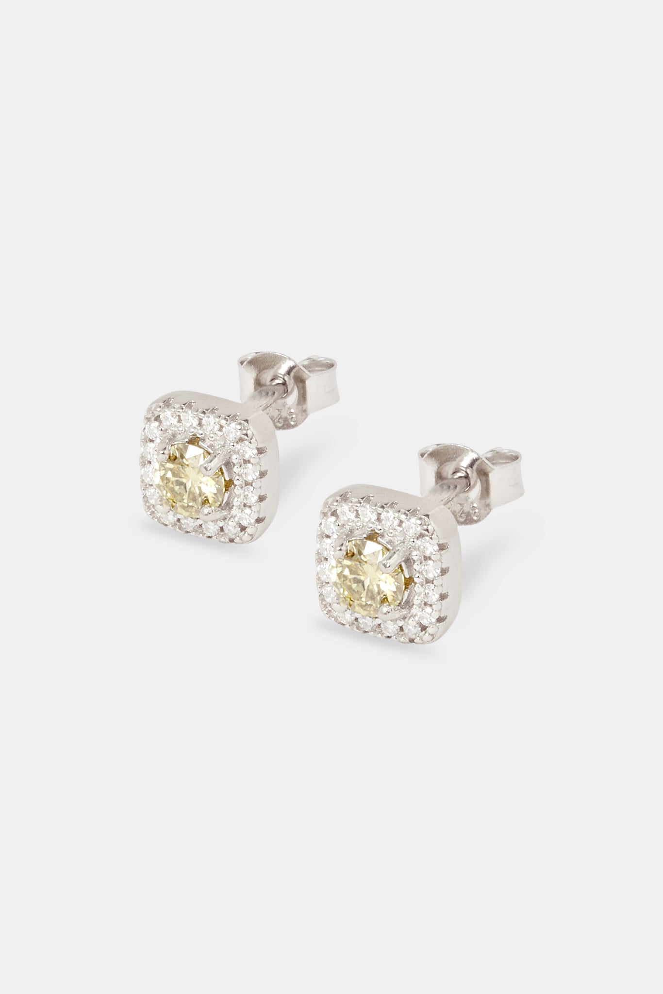 Moissanite Pale Yellow Cluster Stud Earrings - 7mm