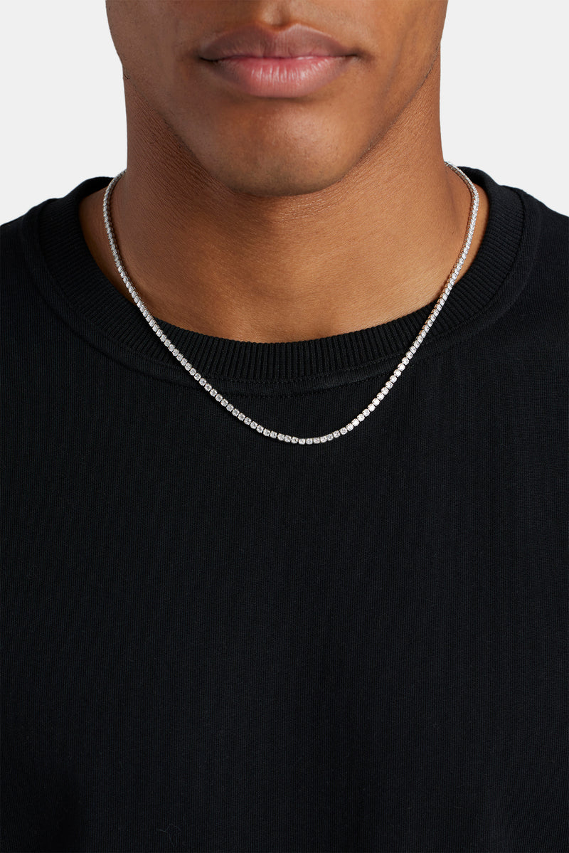Micro Tennis Necklace (Silver) – Iced London