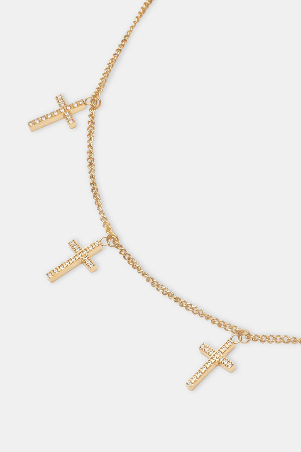 Iced Cross Belly Chain - Gold