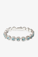 Iced Blue Round Tennis Bracelet - White