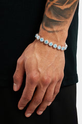 Iced Blue Round Tennis Bracelet - White