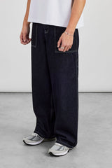 Baggy Contrast Stitch Jean - Indigo