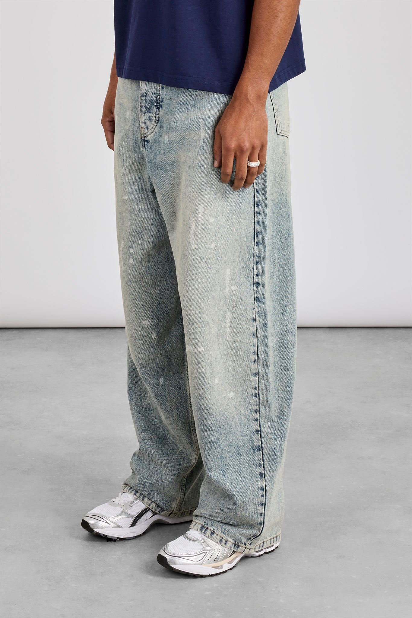 Super Baggy Paint Splatter Jean - Antique Wash