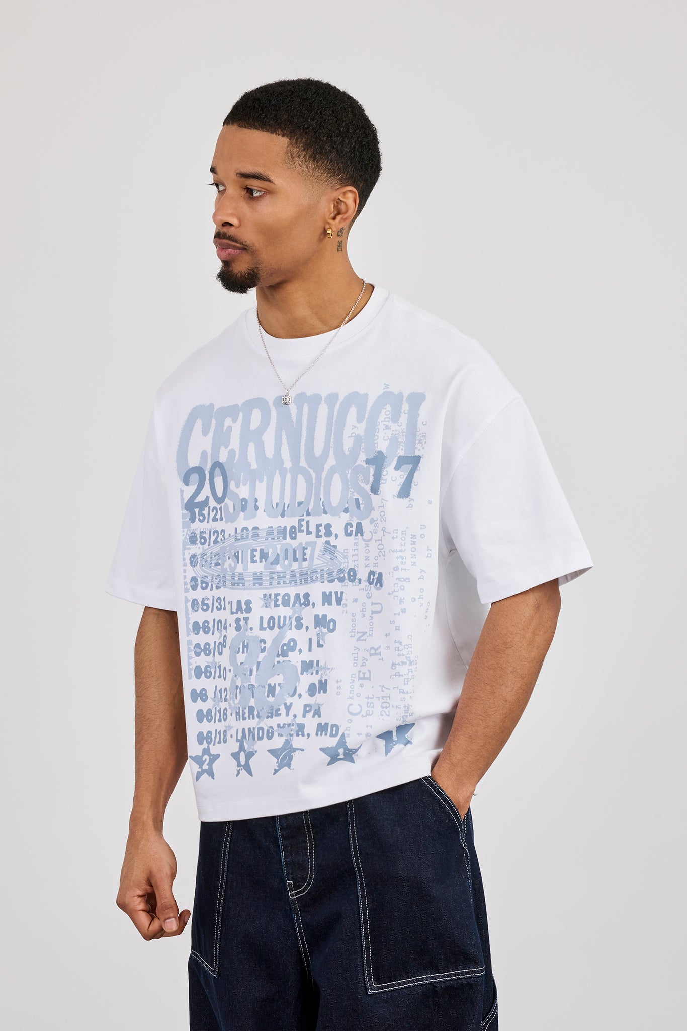 Reversible Cernucci Studio Graphic T-Shirt - White