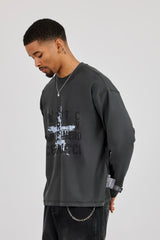 Reversible Long Sleeve Cernucci Studio T-Shirt - Dark Grey