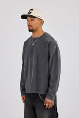Washed Long Sleeve T-Shirt - Charcoal