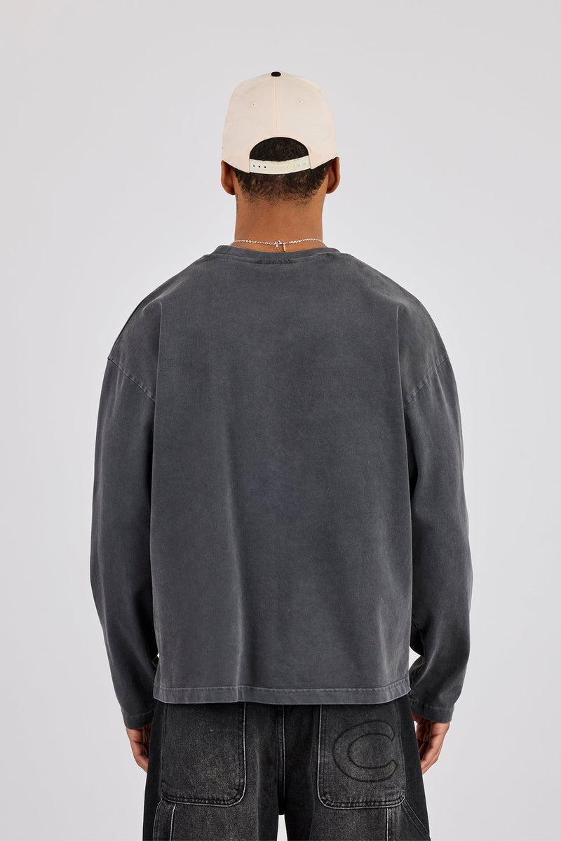 Washed Long Sleeve T-Shirt - Charcoal