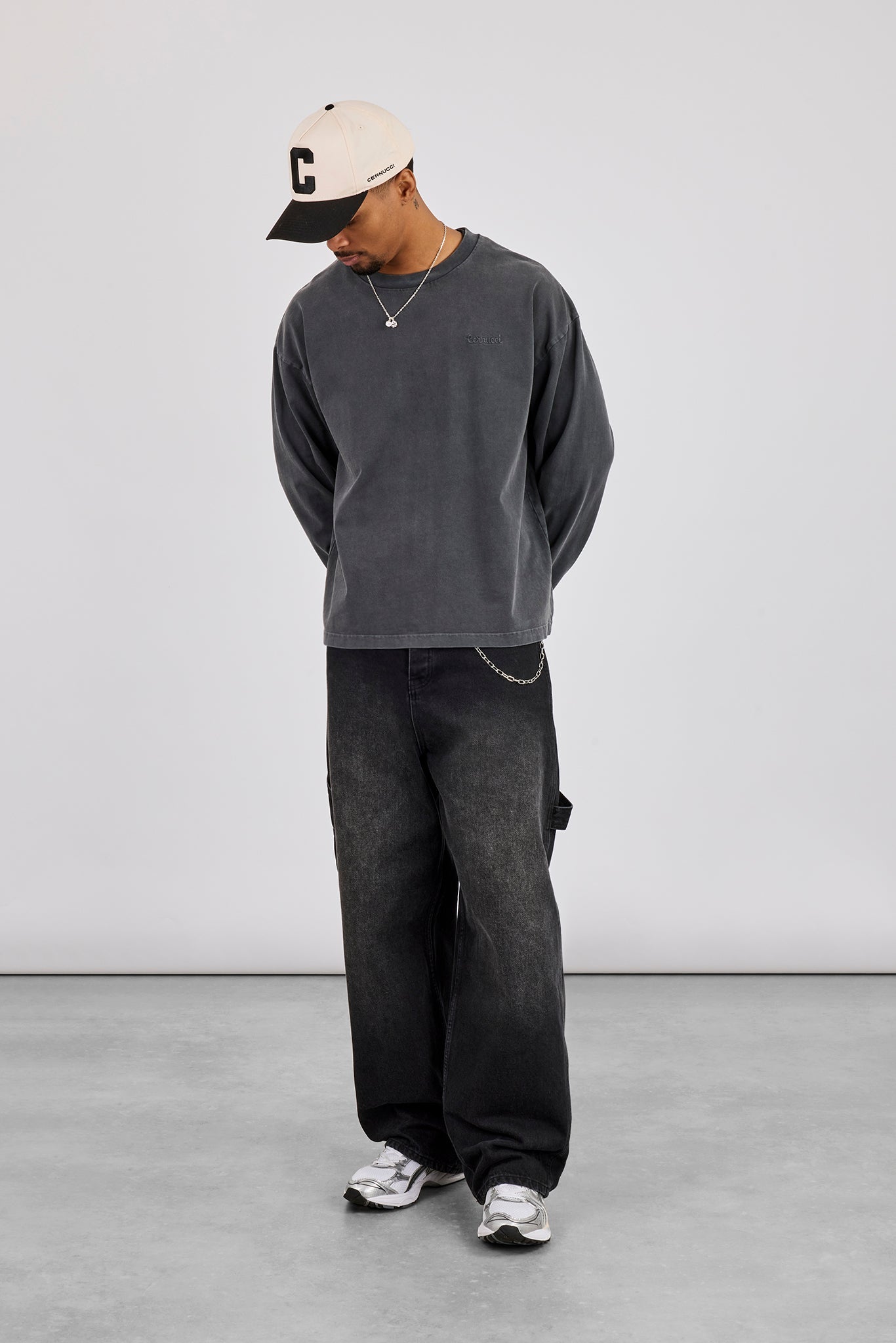 Washed Long Sleeve T-Shirt - Charcoal