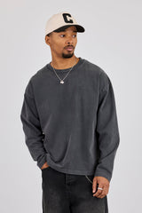 Washed Long Sleeve T-Shirt - Charcoal