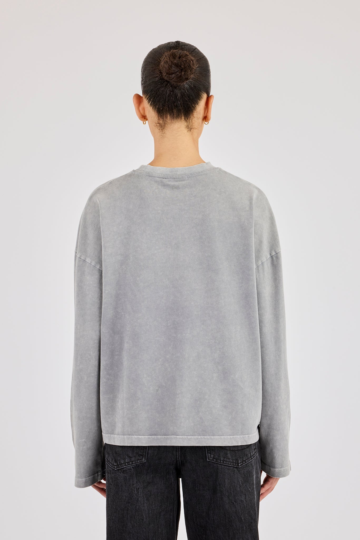 Womens Washed Long Sleeve T-Shirt - Ash Grey