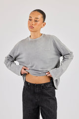 Womens Washed Long Sleeve T-Shirt - Ash Grey