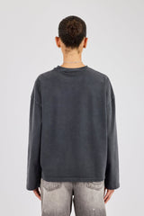 Womens Washed Long Sleeve T-Shirt - Charcoal