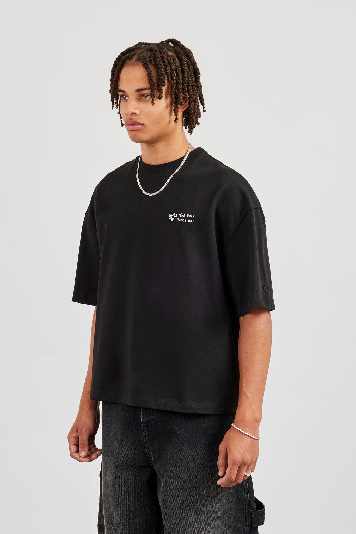 Function Back Print Boxy T-Shirt - Black